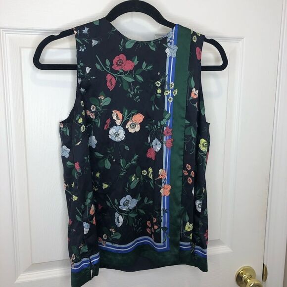 Ann Taylor Petite black floral design sleeveless top, size medium petite - Picture 3 of 11